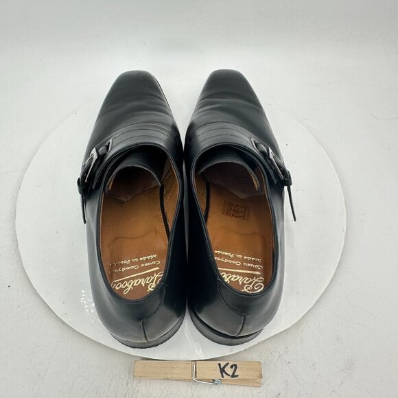 Paraboot Men UK 8.5 H US 9.5 Black Leather Buckle Single Monk Strap Dress Shoes